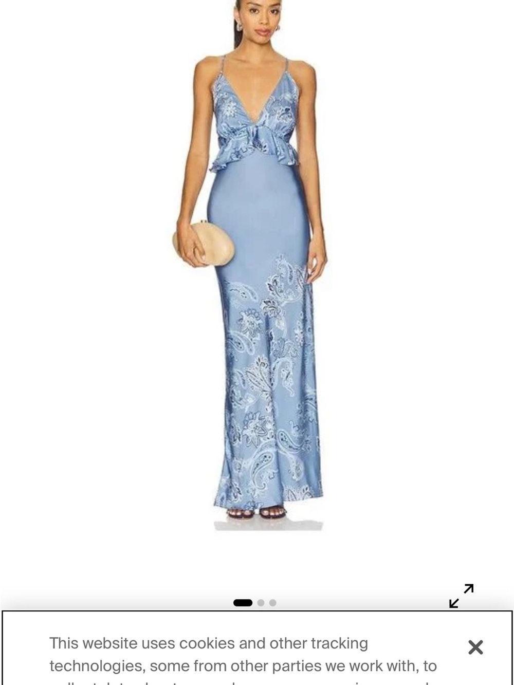 Rococo Sand Light Blue Paisley Slip Maxi Dress with Ruffle Waist